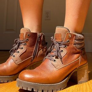 Brown heeled combat boots — Bullboxer Cassie Bootie